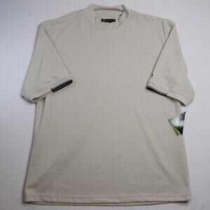 VTG Y2K Wedge Golf NWT Mock Neck Pullover Golf Shirt Men’s XL Beige Striped